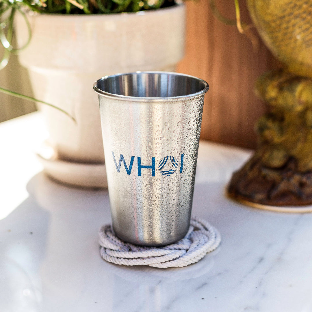 WHOI Acronym Logo Stainless Steel Pint Cup Woods Hole Oceanographic Institution
