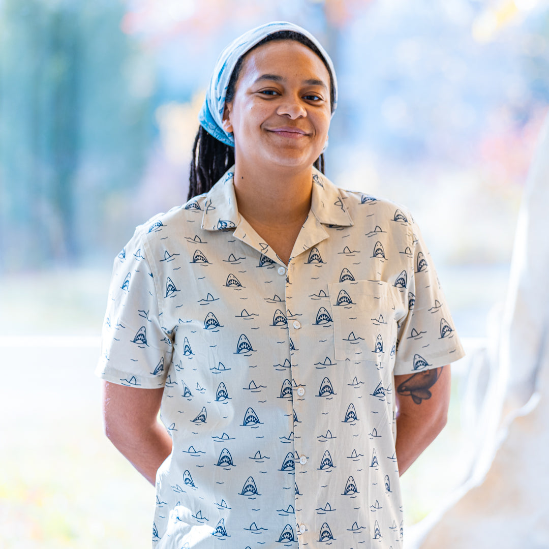 WHOI Shark Button Up Shirt