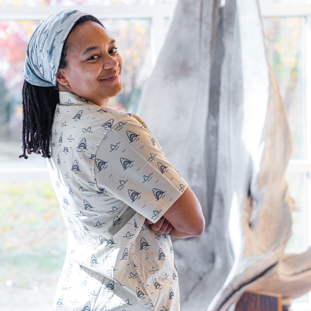 WHOI Shark Button Up Shirt