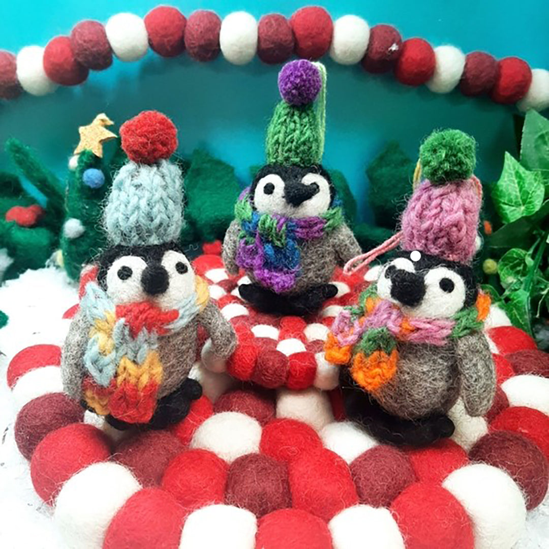 Cozy Penguin Ornament-felted