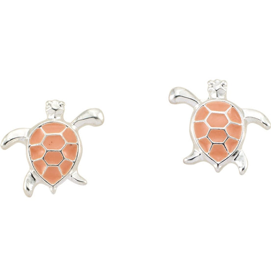 Enamel Sea Turtle Stud Earrings