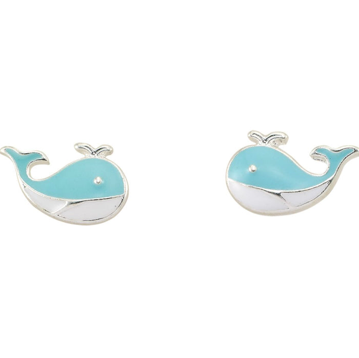 Enamel Whale Stud Earrings