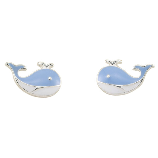 Enamel Whale Stud Earrings