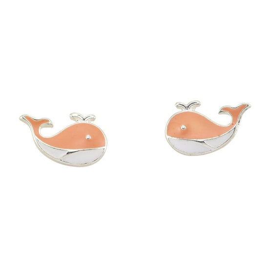 Enamel Whale Stud Earrings