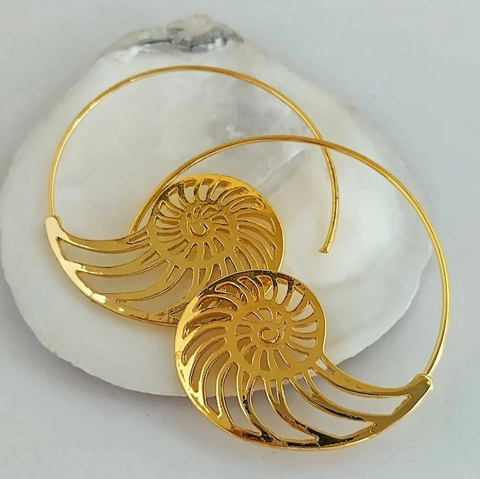 Gold Spiral Shell Earrings