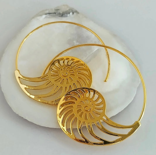 Gold Spiral Shell Earrings