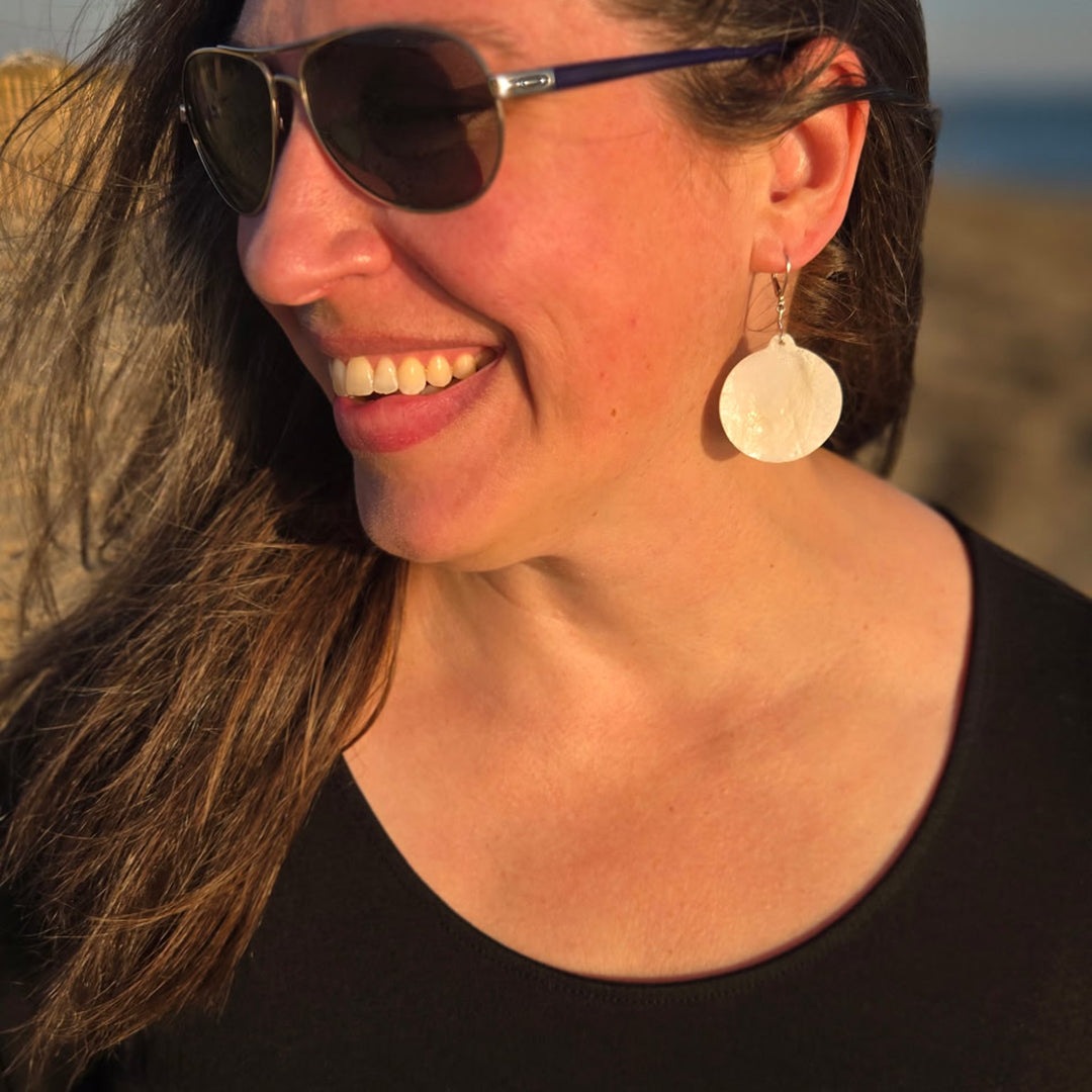 Raw Elemental Orb Earrings - Iridescent White