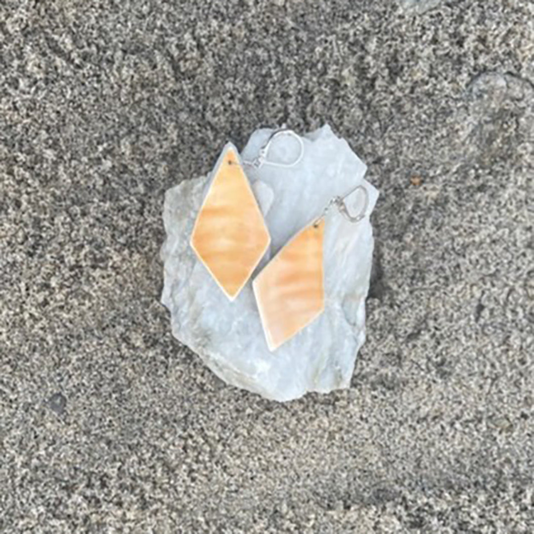 Raw Tetrad Earrings - Coral Colored