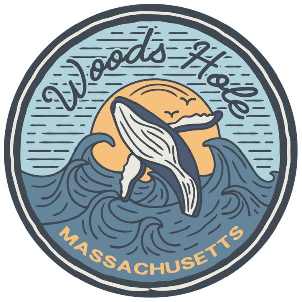Whale and Waves Woods Hole Sticker