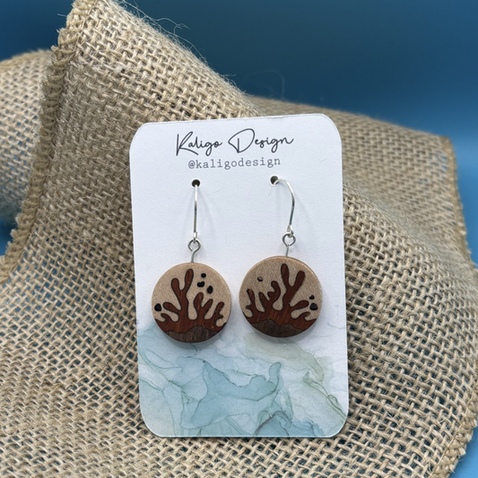 Wooden Coral Earrings