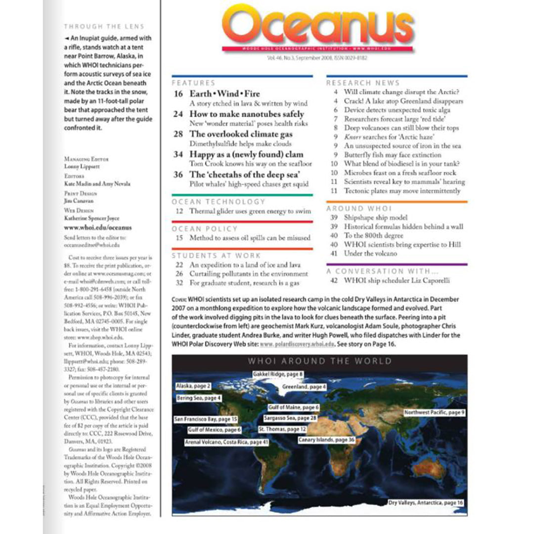 Oceanus Magazine: Volcanoes, Pilot Whales, and Climate Change